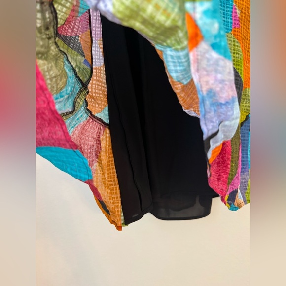 Marie Oliver Kaylee Puff-Sleeve Colorful Jewel Linen Silk Shift Dress- XS - Picture 9 of 10